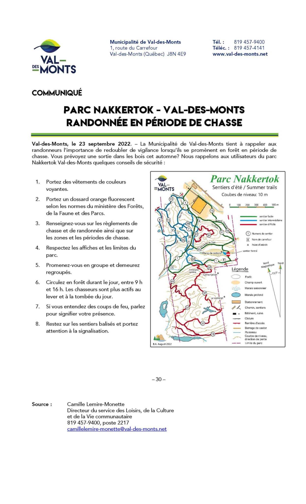 PARC NAKKERTOK VALDESMONTS RANDONNÉE EN PÉRIODE DE CHASSE